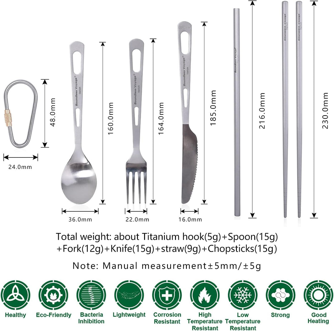Boundless Voyage Outdoor Titan Löffel Gabel Stroh Messer Essstäbchen ultraleicht tragbar Picknick Be