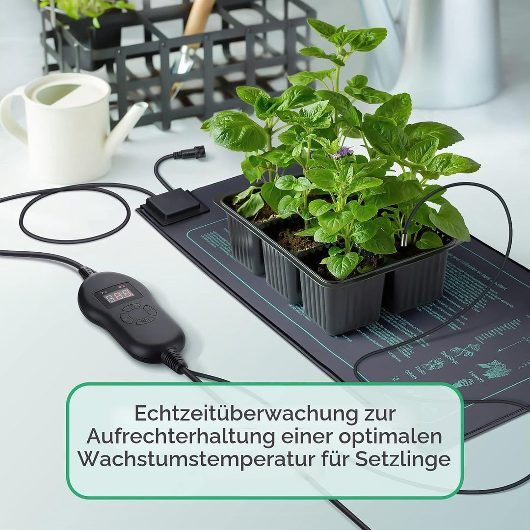 Luxbird Heizmatte Pflanzen mit Thermostat und Timer 30W, 4 Heizmatten mit 1 Controller, 52 x25 cm, I