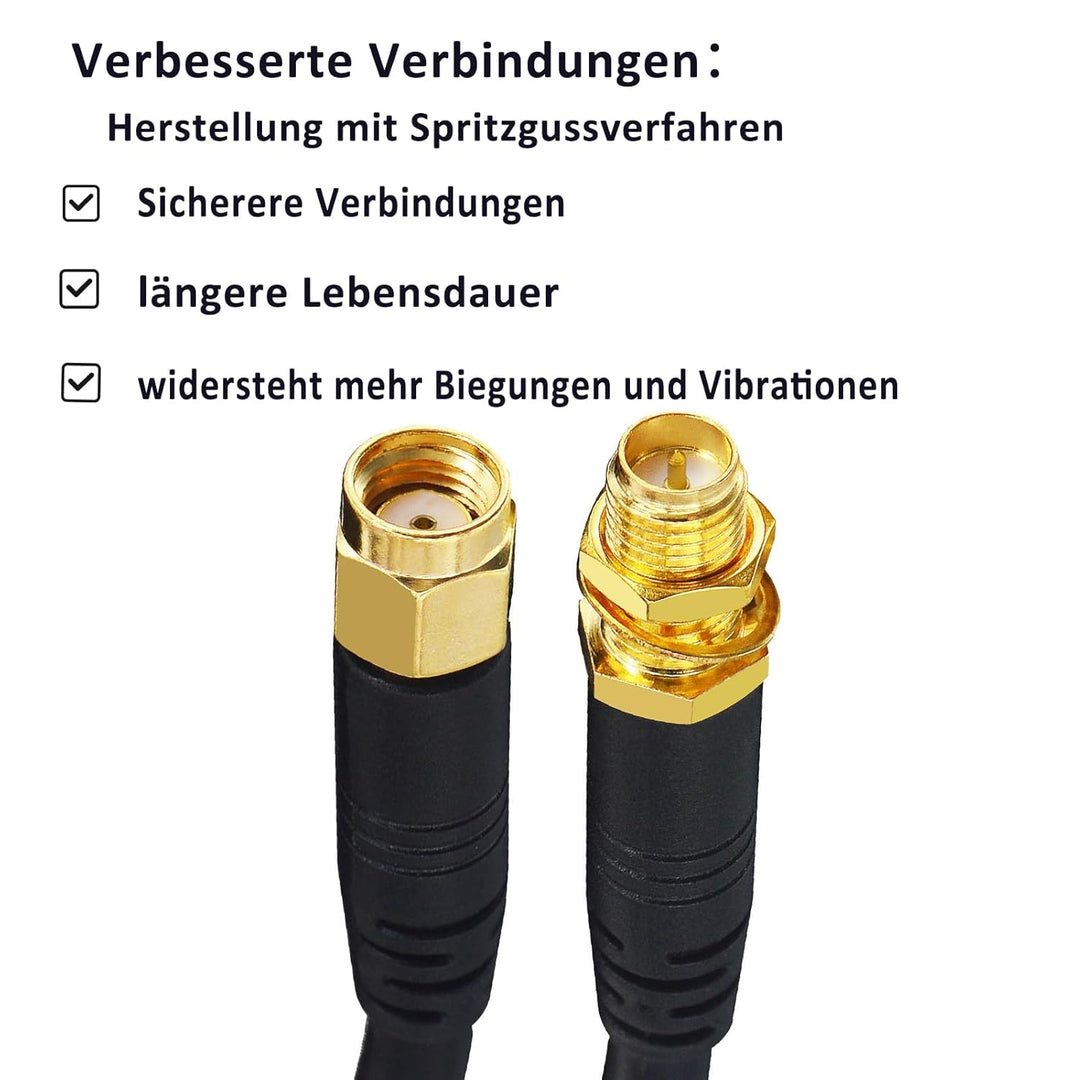 Boobrie Verbessert SuperFlex RG58 5M RP-SMA Verlängerung Kabel RP SMA-Stecker auf Buchse Kabel WIFI-