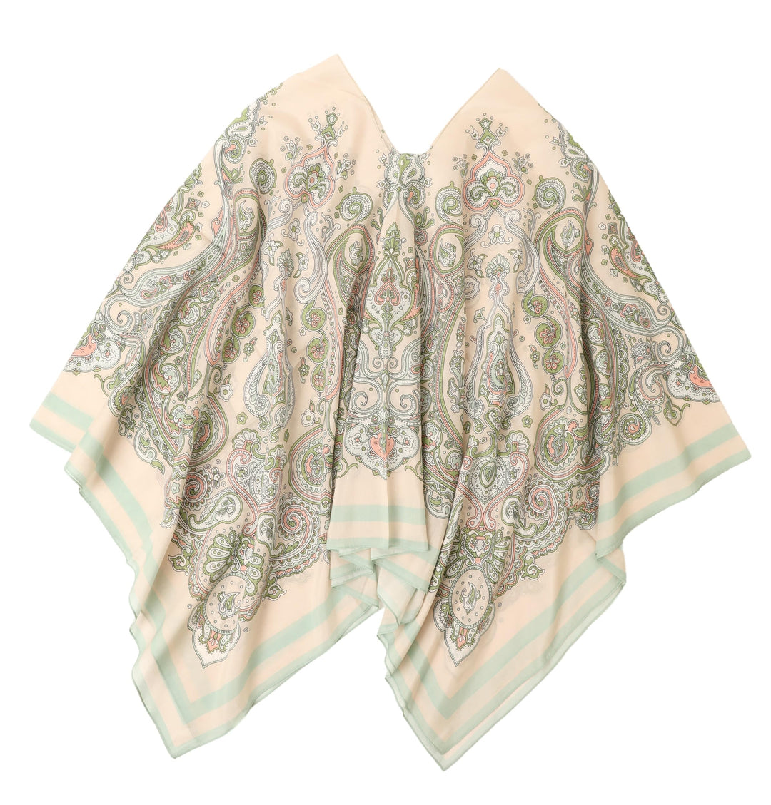 Damen 2-in-1 Sommer Poncho Schal aus Seide & Baumwolle Mix leicht Umschlagtuch Tunika Schultertuch f