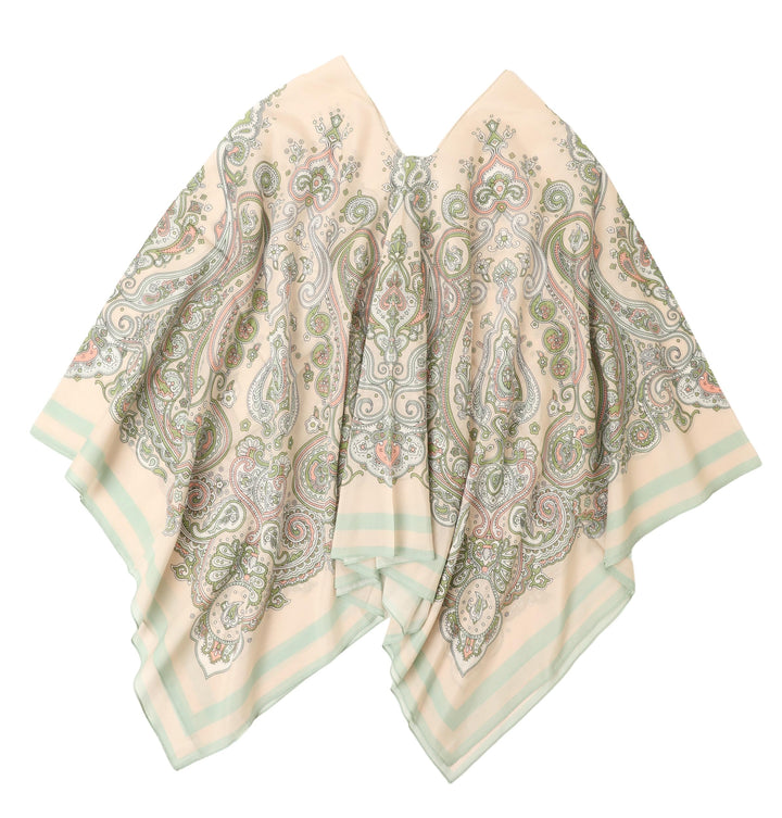 Damen 2-in-1 Sommer Poncho Schal aus Seide & Baumwolle Mix leicht Umschlagtuch Tunika Schultertuch f