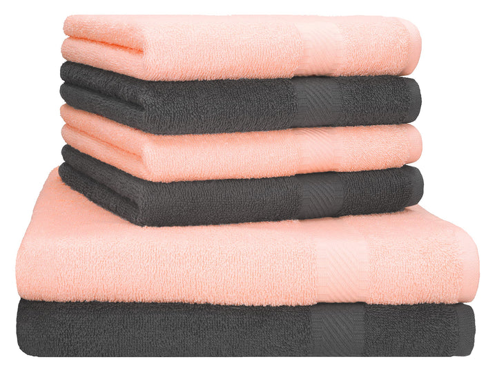 Betz Palermo Handtuch-Set – 6er Handtücher-Set - 2X Liegetücher - 4X Handtücher - 50x100 cm - anthra