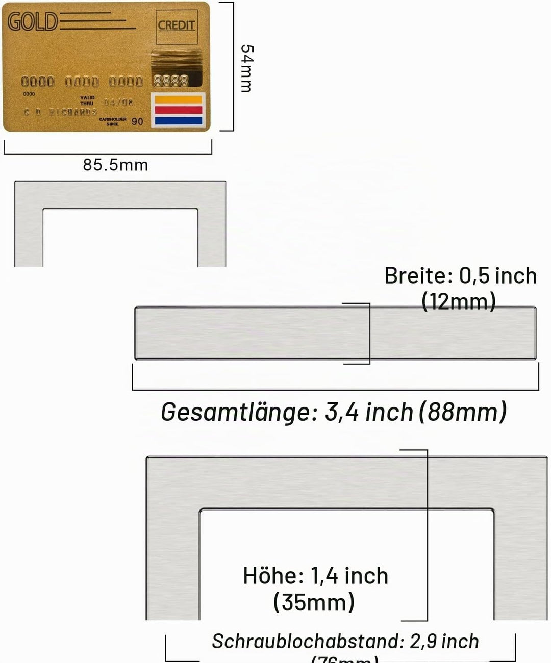 Amerdeco 10 Stück Möbelgriffe Gebürsteter Nickel Edelstahl-76mm Bohrlochabstand – Schrankgriffe, Küc