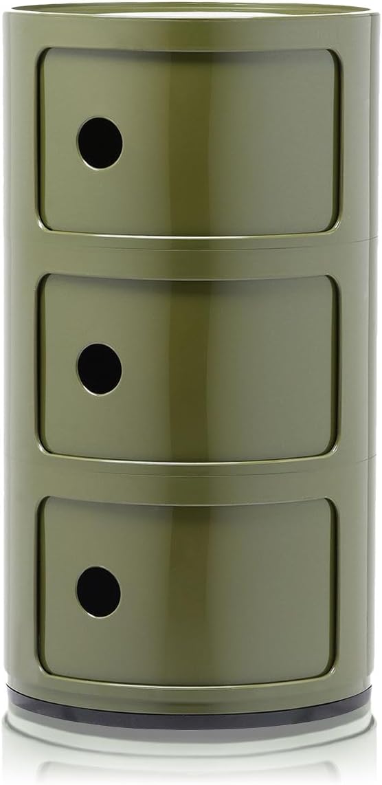 Kartell Componibili, 3 Elements, Grün, Runde Basis 3-fächer Grün, 3-fächer Grün