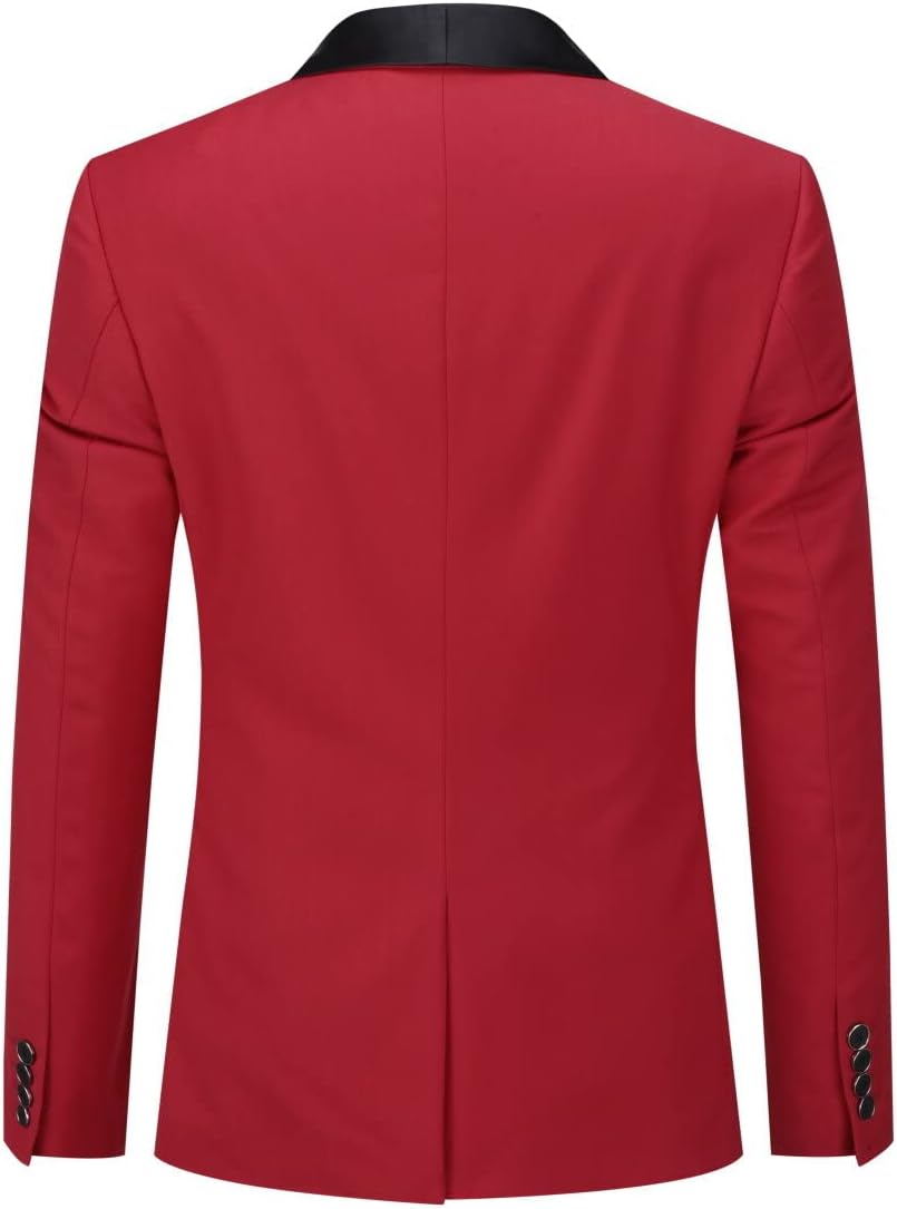YOUTHUP Sakko Herren Slim Fit Schalkragen Anzugjacke 1 Knopf Tuxedo Jacke für Hochzeit Freizeit S Ro
