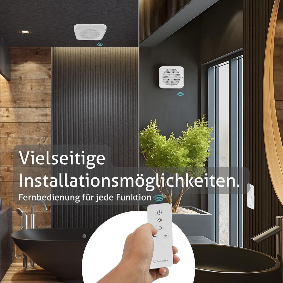 Turbionaire Axio 1012 R Badlüfter, 5 Geschwindigkeiten + Boost, Fernbedienung, Multifunktionale, DC-