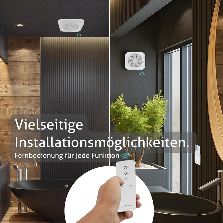 Turbionaire Axio 1012 R Badlüfter, 5 Geschwindigkeiten + Boost, Fernbedienung, Multifunktionale, DC-