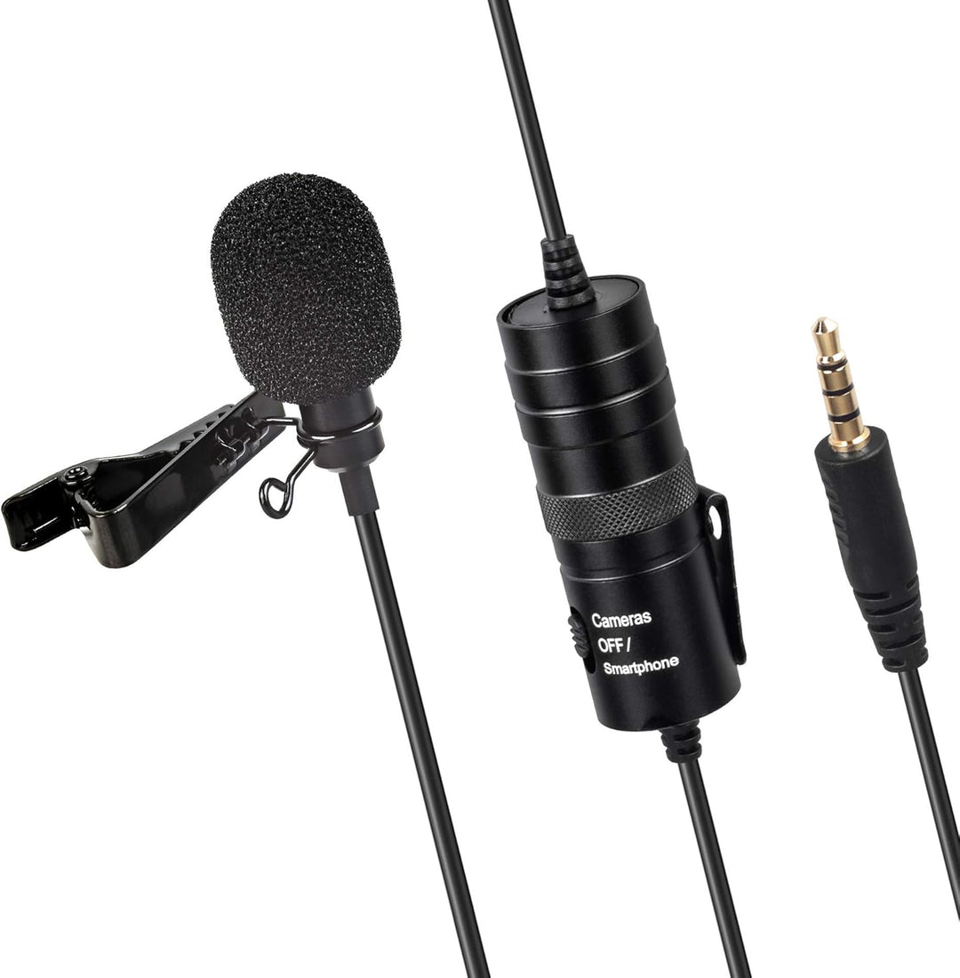 ayex Profi Lavalier-Mikrofon mit Windschutz & Klemme Universal einsetzbar für Interviews Livestreams