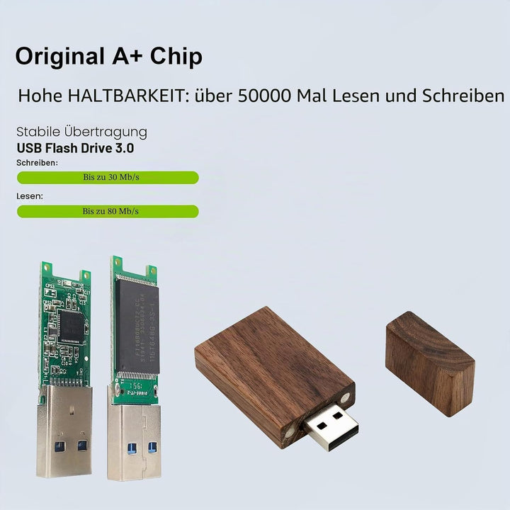 USB-Speicherstick aus Walnussholz, rechteckige Form, USB 2.0/3.0, 5er-Pack Wood USB Disk-4 3.0/16GB