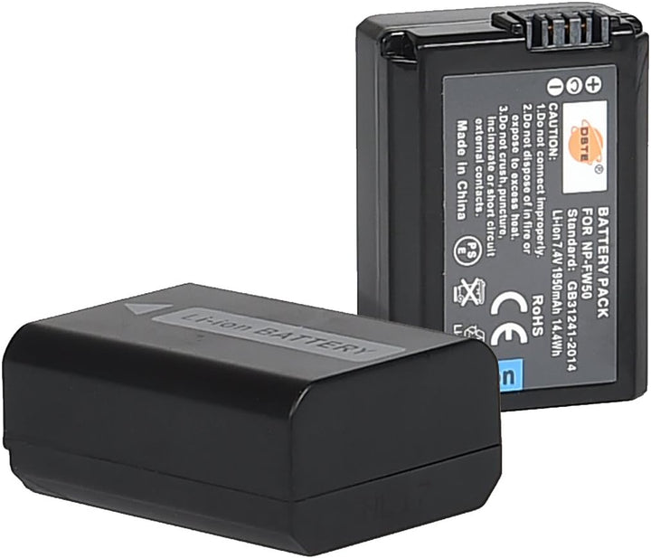 DSTE 2-Stücke Batterie Akku und 2-Kanäle Dual USB Quick Ladegerät Kit für Sony NP-FW50 DSC-RX10M3 DS