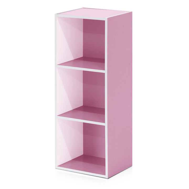 Furinno offenes Bücherregal mit 3 Fächern, holz, Weiss/Rosa, 30.5 x 23.6 x 80 cm 3 Fächer Weiss/Pink