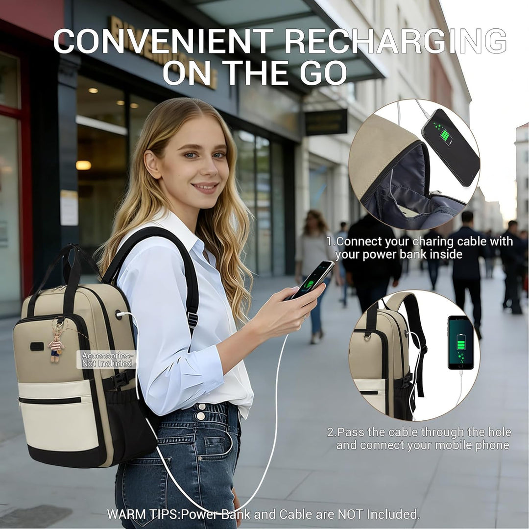 KONO Rucksack Damen 15,6 Zoll Laptop Rucksack Damen, Schulrucksack Elegant, Business Daypack mit vie