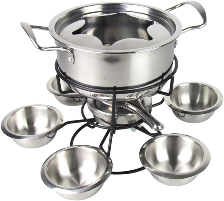 Lentz Fondue-Set aus Edelstahl für 6 Personen | inklusive Besteck | betrieben mit Brennpaste | Topf