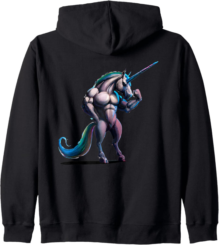 Musclecorn Robot Unicorn Einhorn Bodybuilding Fitness Kapuzenjacke