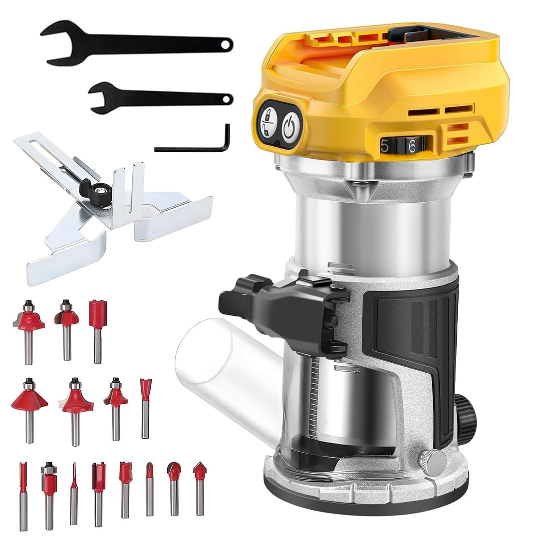 Akku Oberfräse kompatibel mit Dewalt DCB 18V-20V Akku, 800W Oberfräse Trimmer Einhandfräse, Bürstenl
