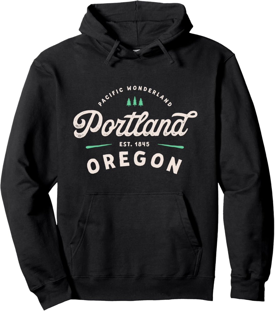 Pacific Wonderland Classic Portland Oregon 1845 Rustic Trees Pullover Hoodie