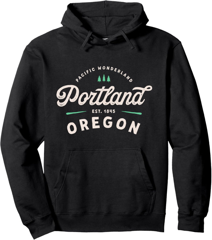 Pacific Wonderland Classic Portland Oregon 1845 Rustic Trees Pullover Hoodie