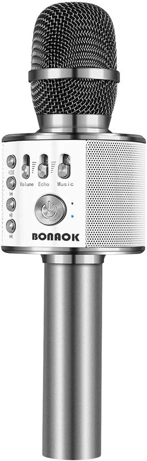 BONAOK Karaoke Mikrofon, 3 in 1 Kabelloses Bluetooth Mikrofon, Kinder Mikrofon Lautsprecher Maschine