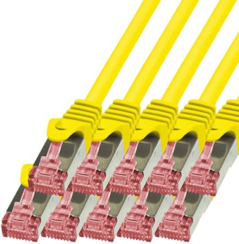 BIGtec LAN Kabel 10 Stück 5m Netzwerkkabel Ethernet Internet Patchkabel CAT.6 gelb Gigabit SFTP dopp