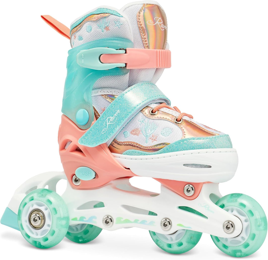 RAVEN 4in1 Inline Skates Triskates Rollschuhe Schlittschuhe Inliner für Kinder Mädchen verstellbar 2