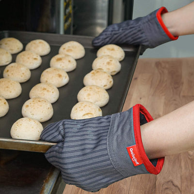 Coziselect Ofenhandschuhe, Hitzebeständige Topfhandschuhe und Topflappen Set, Silikon Anti-Rutsch De