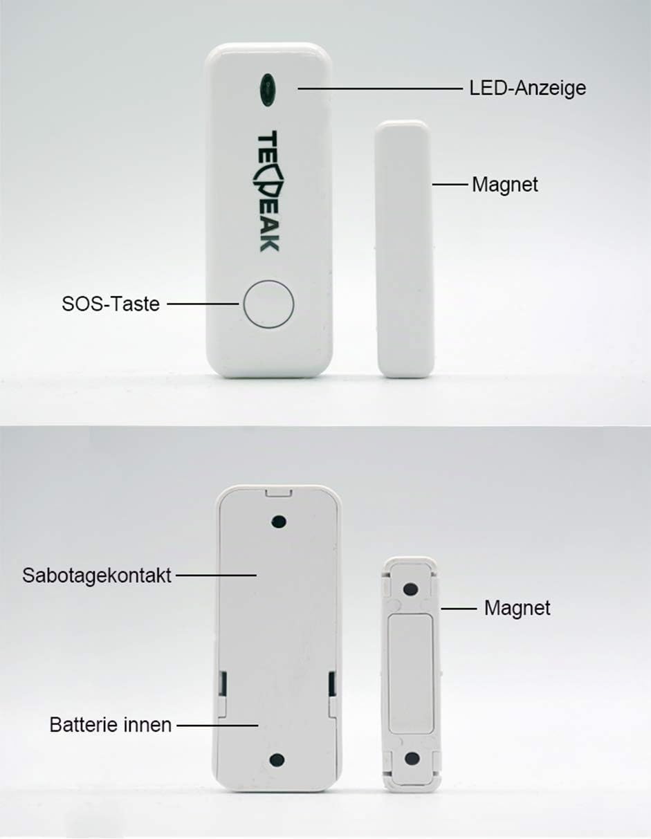 GSM/WiFi Alarmanlagen Komplettsystem, TECPEAK Alarmanlage Haus mit Alarmsirene, Haussicherheits Set