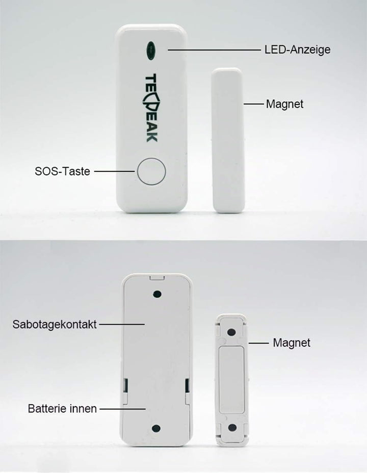 GSM/WiFi Alarmanlagen Komplettsystem, TECPEAK Alarmanlage Haus mit Alarmsirene, Haussicherheits Set