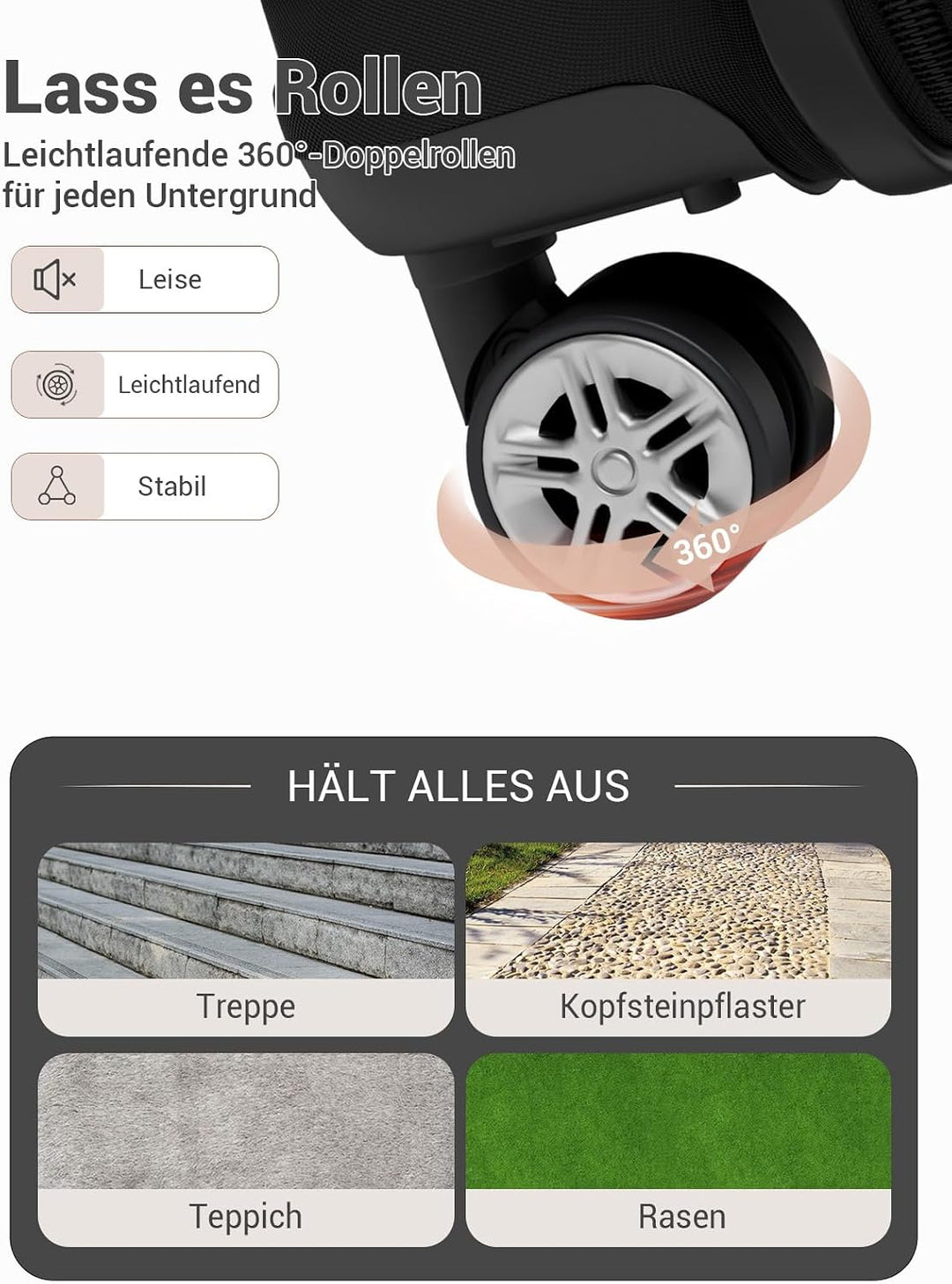 KONO Handgepäck Koffer Hartschale ABS+PC, Reisekoffer Trolley mit TSA Schloss, Leichter Koffer mit R