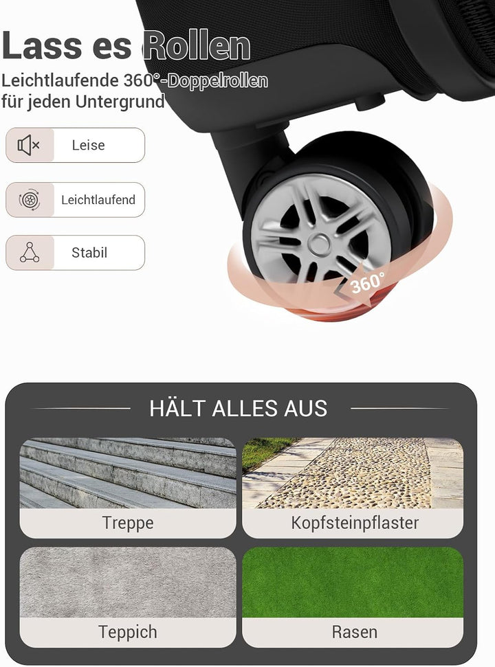 KONO Handgepäck Koffer Hartschale ABS+PC, Reisekoffer Trolley mit TSA Schloss, Leichter Koffer mit R