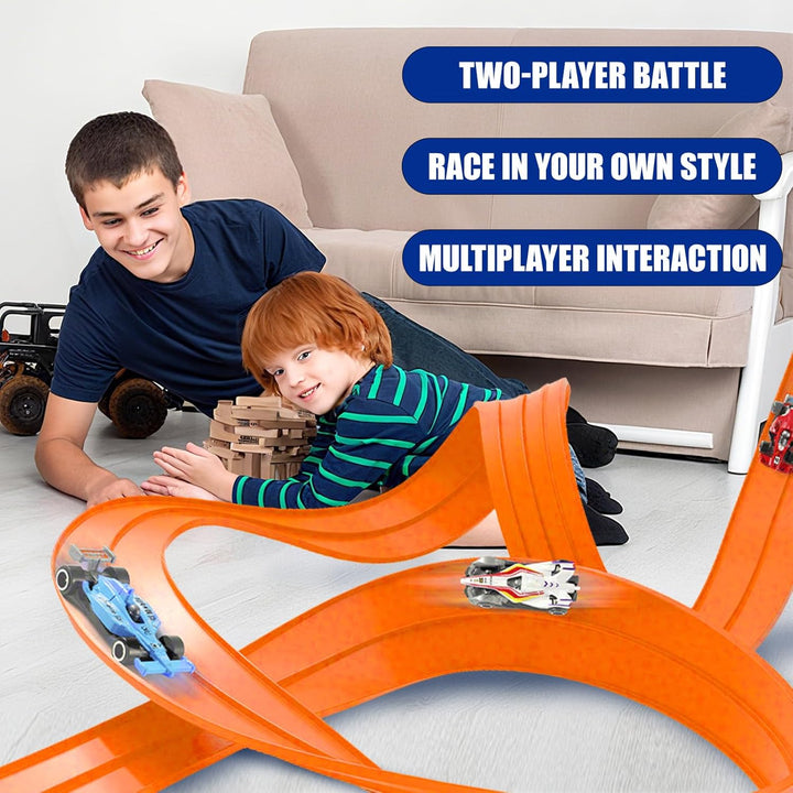 Hot Wheels Bahn 4.5M, Autorennbahn mit 4 Autos, Hotwheels Bahnen Spielzeug, Carrera Bahn Kinder Roll