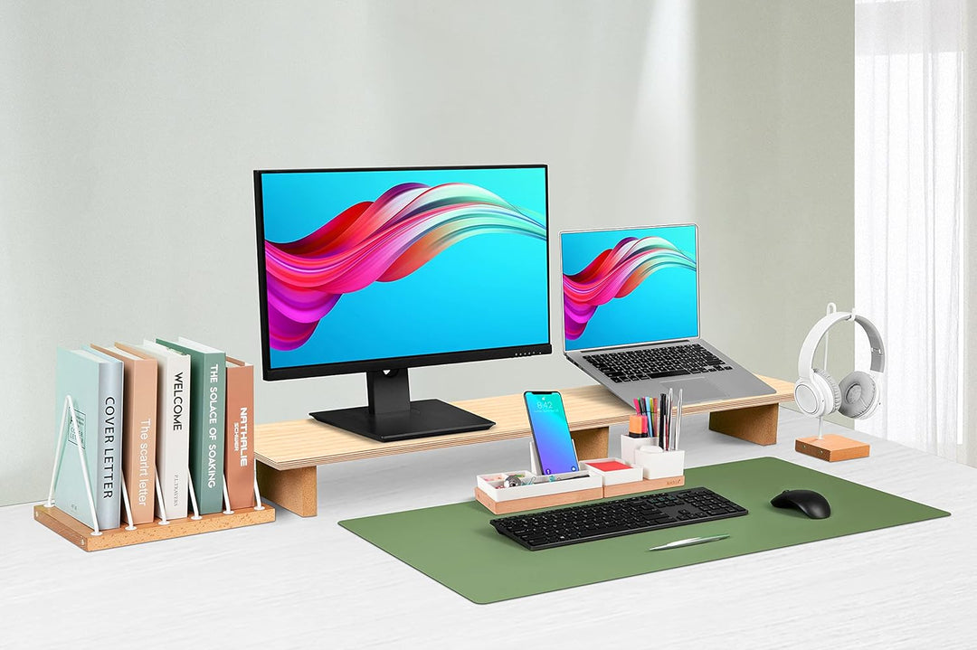 Aothia Verstellbarer Schreibtisch-Organizer, Telefonhalter, Klebezettelablage für Zuhause/Büro (weis