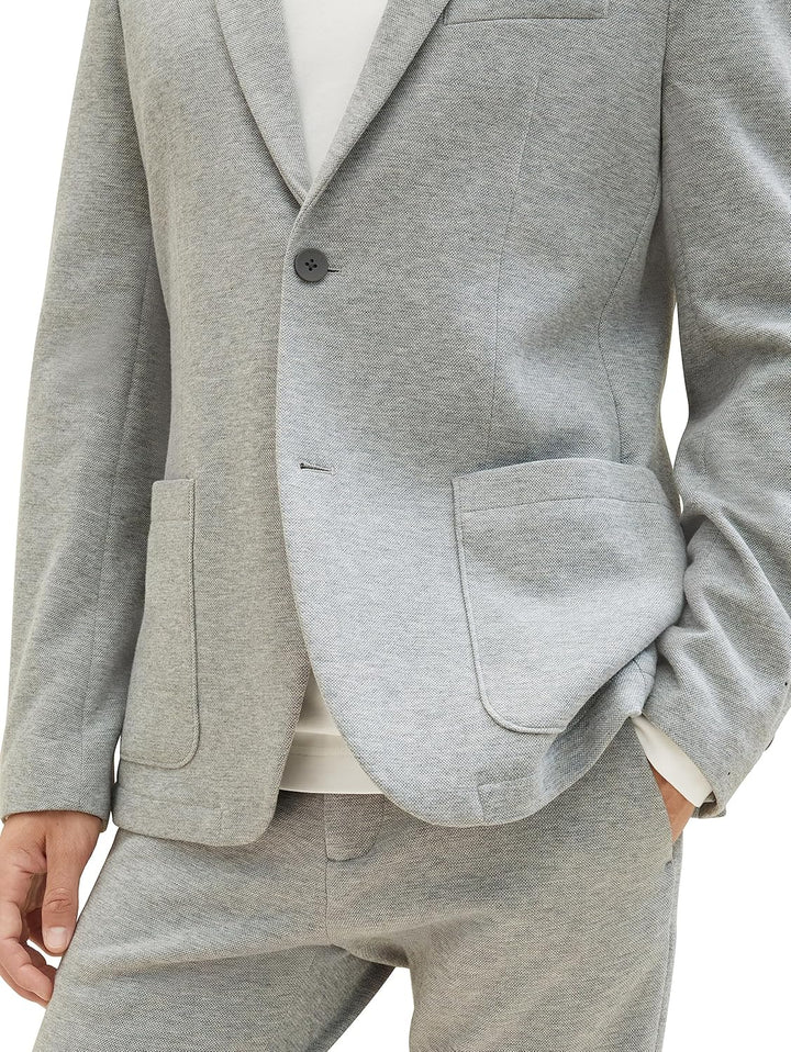 TOM TAILOR Herren Jersey Piqué Sakko mit Stretch 52 12035 - Grey Heather Melange, 52 12035 - Grey He
