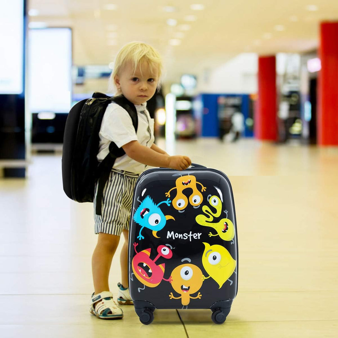 GOPLUS Kinderkoffer mit Rucksack, Kids Trolley, Kindergepäck mit Rollen, Reisekoffer mit Teleskopgri