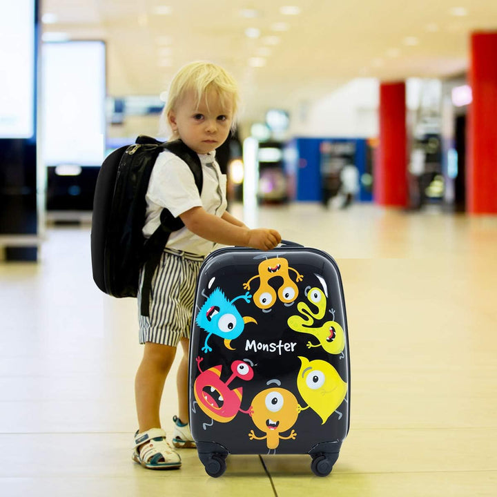 GOPLUS Kinderkoffer mit Rucksack, Kids Trolley, Kindergepäck mit Rollen, Reisekoffer mit Teleskopgri