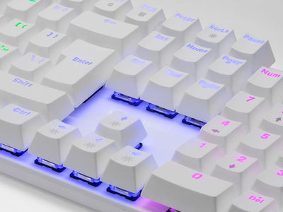 Mars Gaming MK422 Weiss, Mechanische Gaming Tastatur RGB, Antighosting, Mechanischer Switch Blau, Po