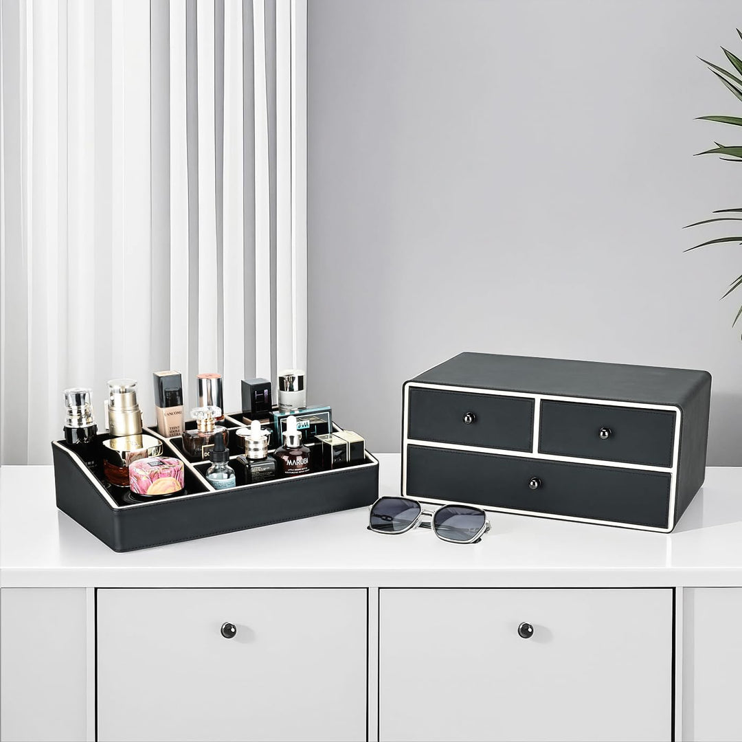 KINGFOM Make-up-Organizer, Kosmetik-Organizer mit 3 Schubladen und 5 Fächern, Make-up-Organizer (sch