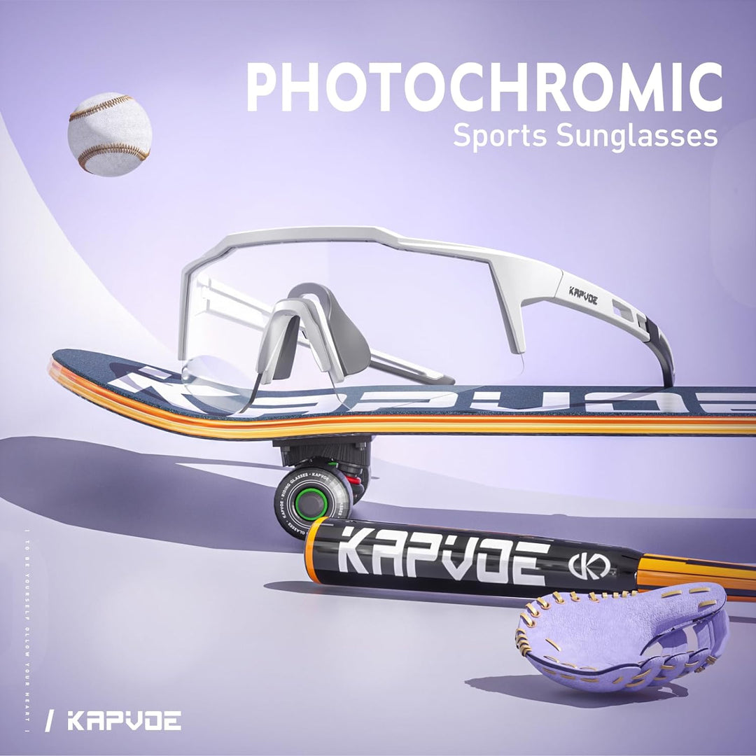 KAPVOE Photochromatische Selbsttönend Fahrradbrille TR90 Rahmen für Herren Damen Jungen Mädchen Klar