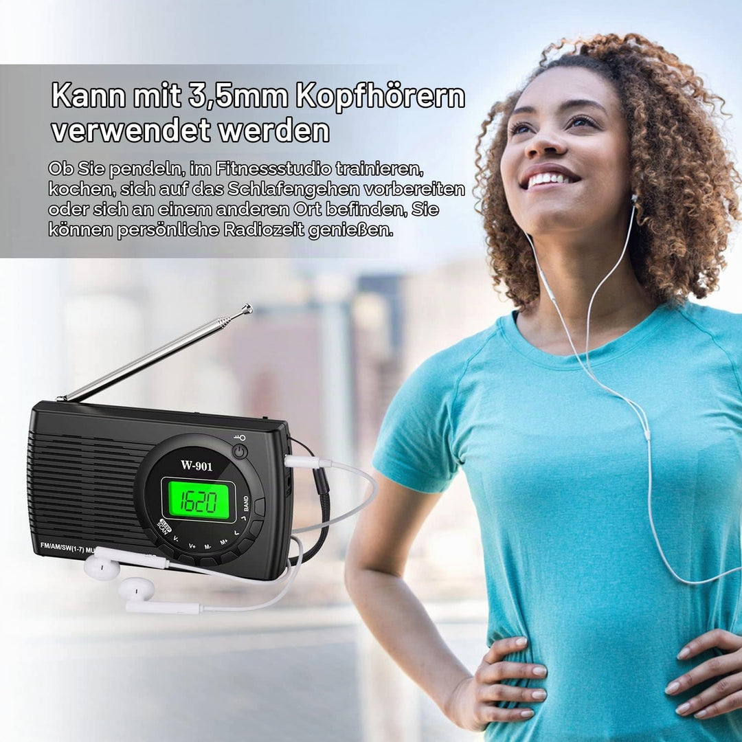 Padwa Lifestyle Mini Radio, Radio Batteriebetrieben Am Fm Sw Fm, Taschenradio Mit On-Screen-Display/