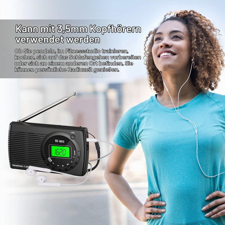 Padwa Lifestyle Mini Radio, Radio Batteriebetrieben Am Fm Sw Fm, Taschenradio Mit On-Screen-Display/