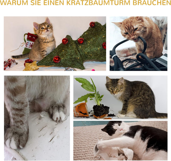 PawHut Kratzbaum 91 cm Katzenturm mit Sisalstämme, Plattform, Kissen mehrstöckiger Katzenkratzbaum,
