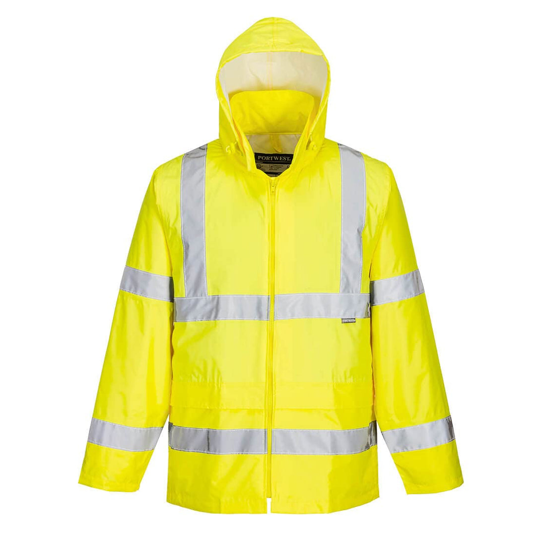 Portwest Wasserdichte Regenjacke aus Polyester und PVC mit Kapuze H440 Gelb XXS Mantel, Gelb XXS Man