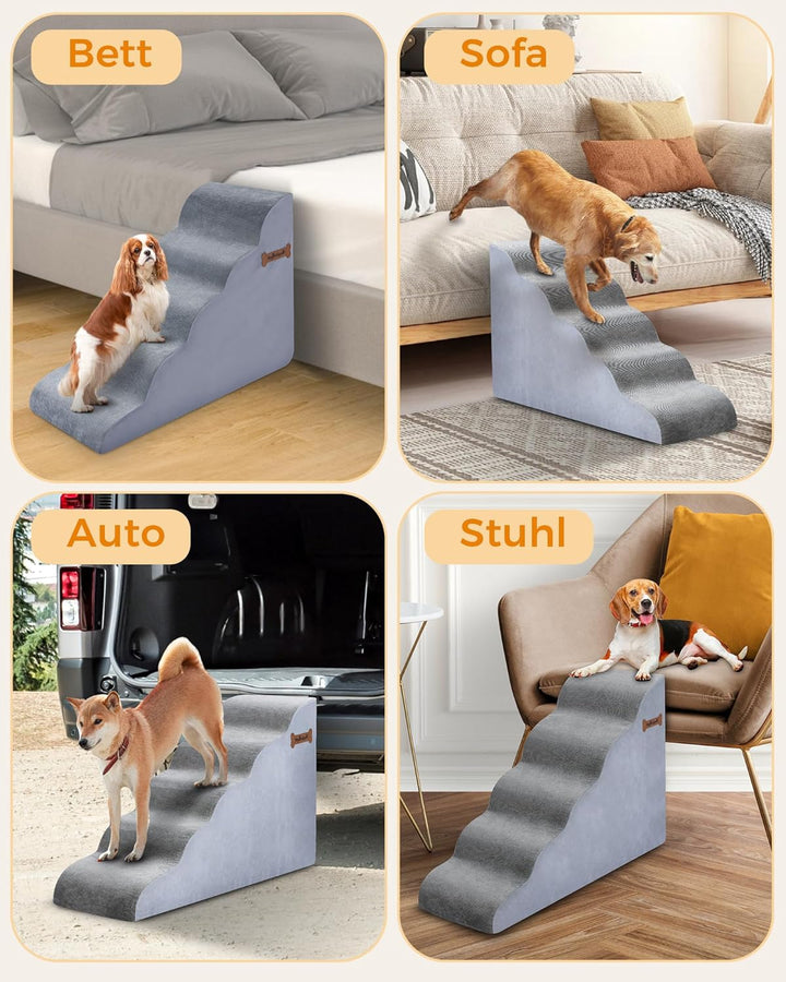 Hundetrepen, Hundestufen 5-stufige Hundefootstool 40x87x60CM für Sofa und hohes Bett, rutschfeste Ha