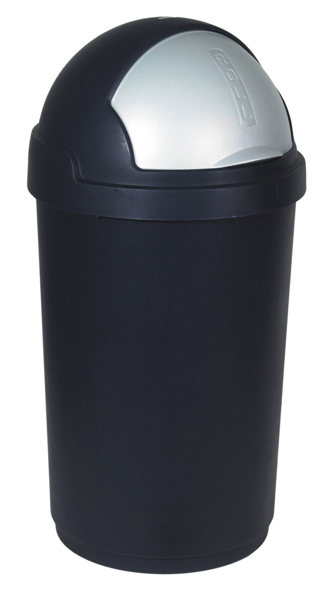 Curver Abfalleimer Roll-Top 50l in schwarz/Silber, Plastik, 35 x 25 x 10 cm