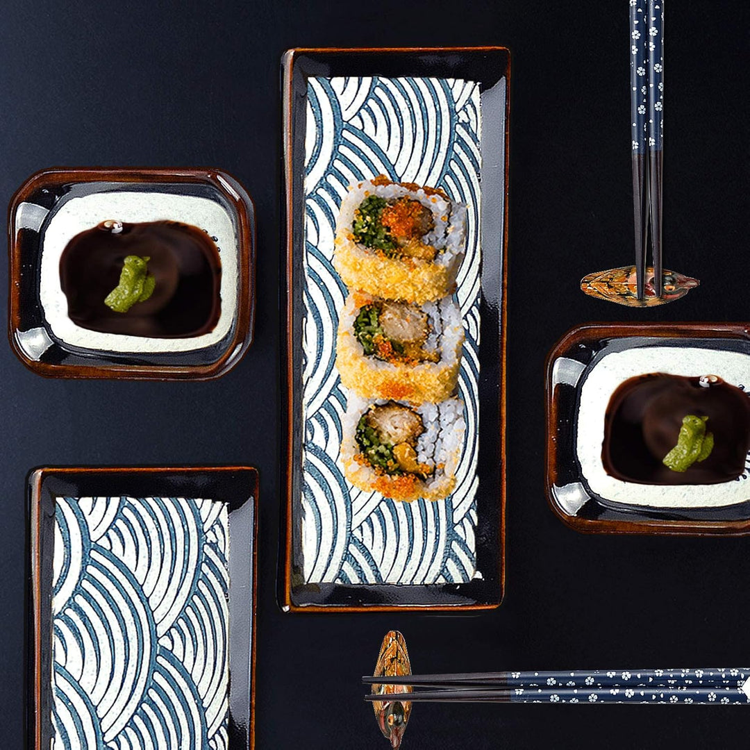 Artcome 8 Stück Japanisches Keramik Sushi Platte Geschirr Set für Hochzeit Housewarming - 2 Sushi Pl