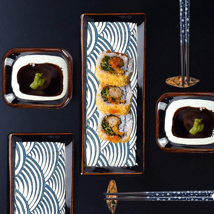 Artcome 8 Stück Japanisches Keramik Sushi Platte Geschirr Set für Hochzeit Housewarming - 2 Sushi Pl