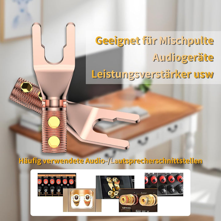 Tertullus 8 Stück Reines Kupfer HiFi Kabelschuhe Lautsprecher Schrauben High End Y-Stecker kabelschu
