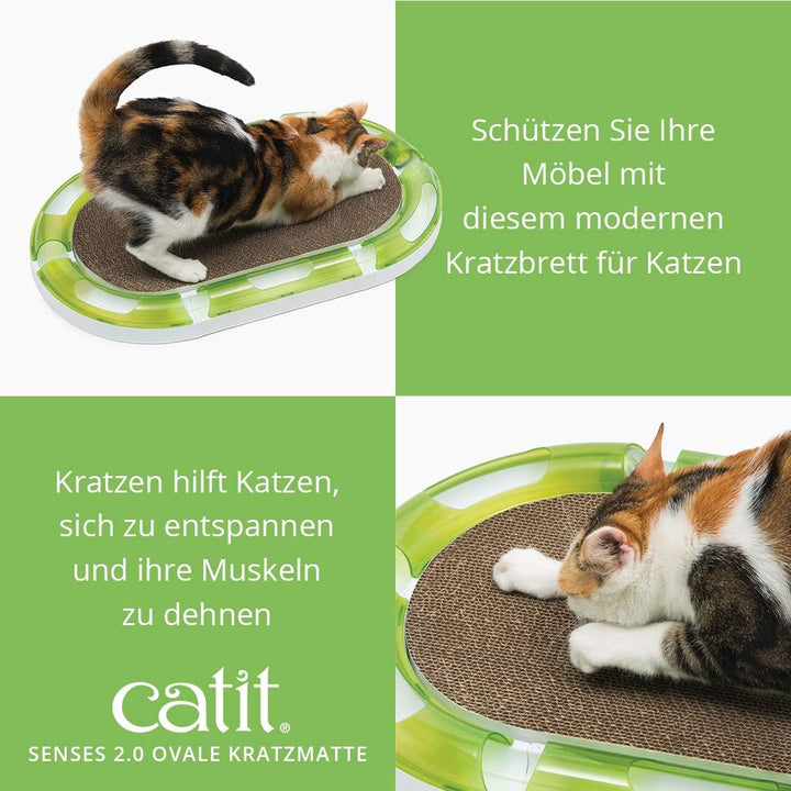 Catit ovaler Scratcher, Kratzbrett aus Pappe, interaktives Spielzeug für Katzen, Kratzspielzeug für