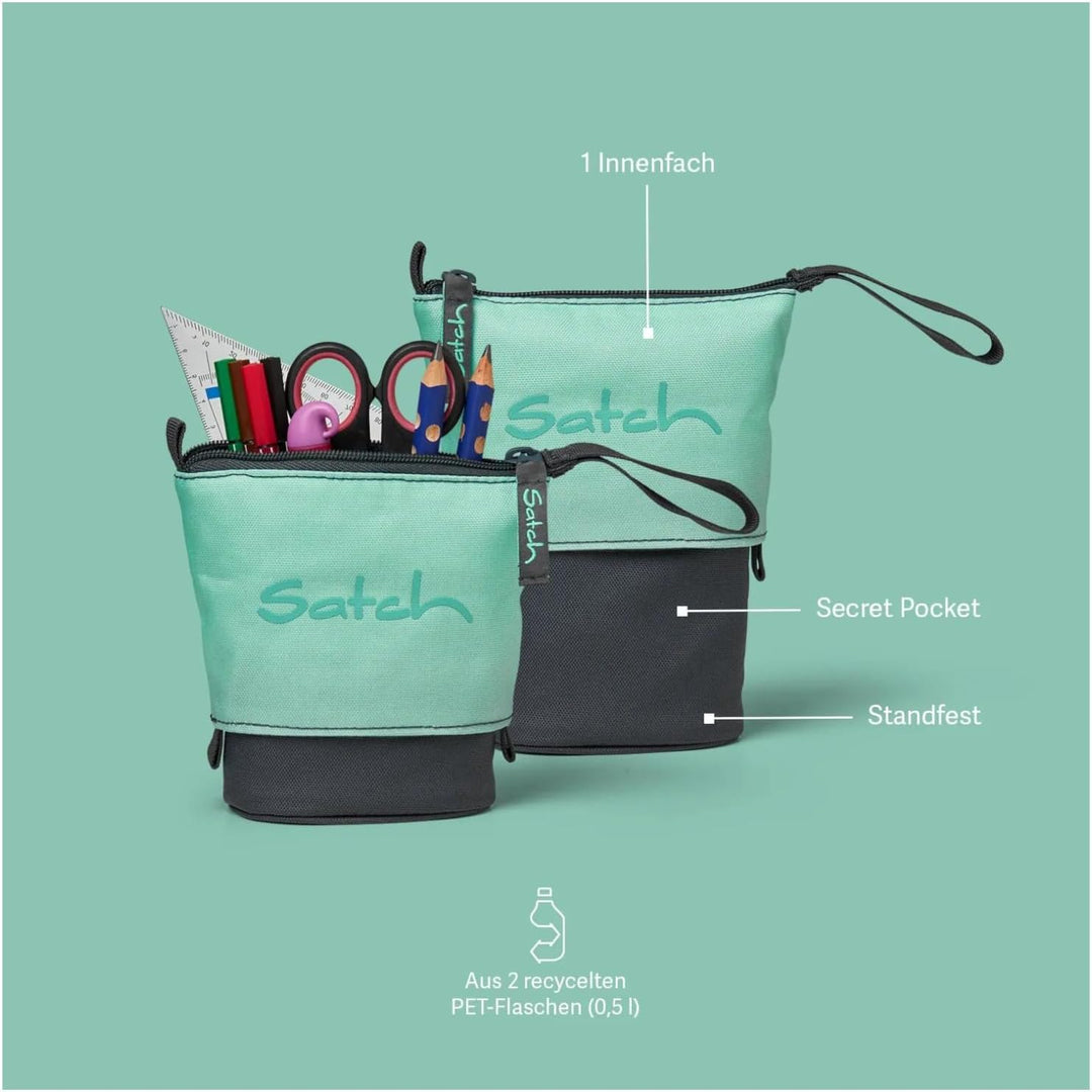 Satch Pencil Slider Federmäppchen Stiftehalter zum Stehen 3 Innenfächer Geheimfach Recycelte Materia