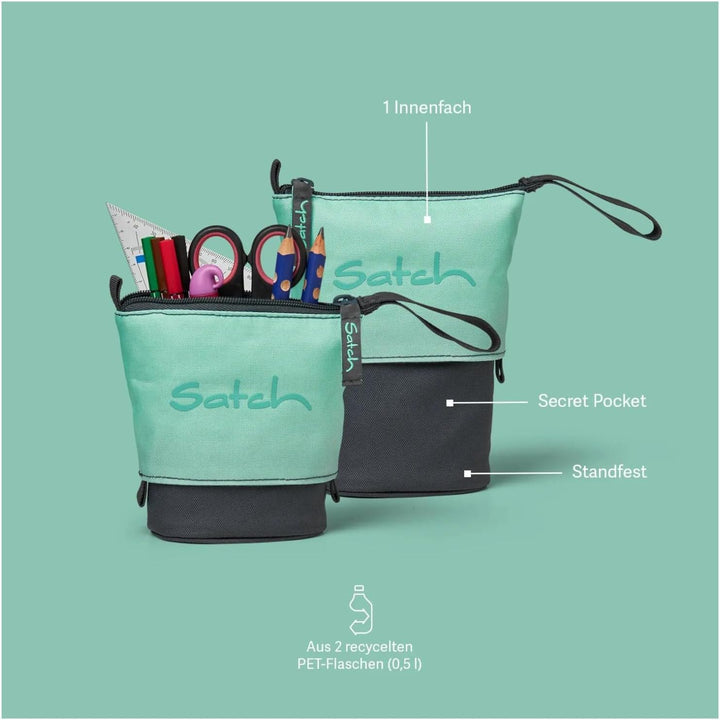 Satch Pencil Slider Federmäppchen Stiftehalter zum Stehen 3 Innenfächer Geheimfach Recycelte Materia