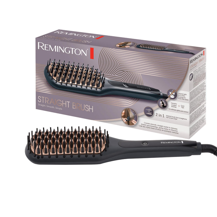 Remington Glättbürste 2in1: Glätteisen & Haarbürste für eine reduzierte Stylingzeit (Keramikbeschich